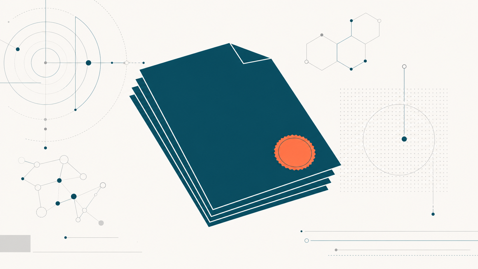 Editoriale Illustration: Regulatorisches Dokument mit Siegel-Akzent (FDA-Compounding-Stopp)