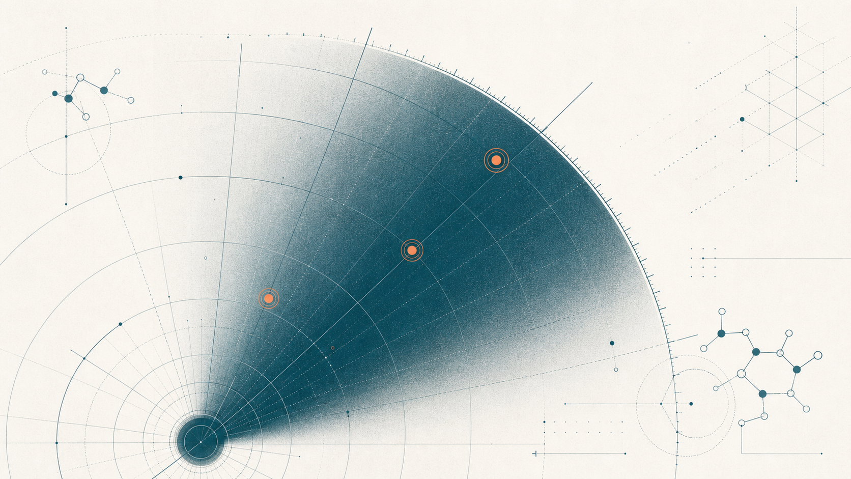 Editoriale Illustration: Radar-Sweep mit drei Peptid-Knoten (was ist PeptidRadar)
